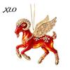 Durable Hanging Collection Acrylic Goat Christmas Tree Pendant, Decorative Ornament with Xmas Pendant Rhinestone, Golden Cord for New Year Party