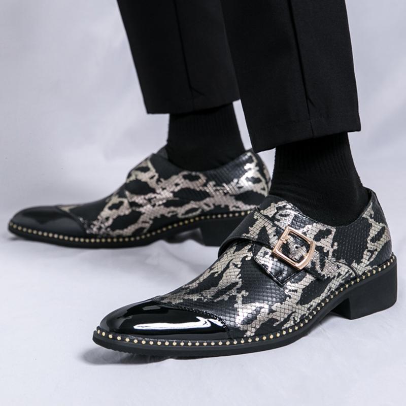 Fashion Luxury Designer Gentleman Business Mixed Leather Casual Shoes Men's Monk Strap Loafers Formal Wedding Dress Homecoming Footwear