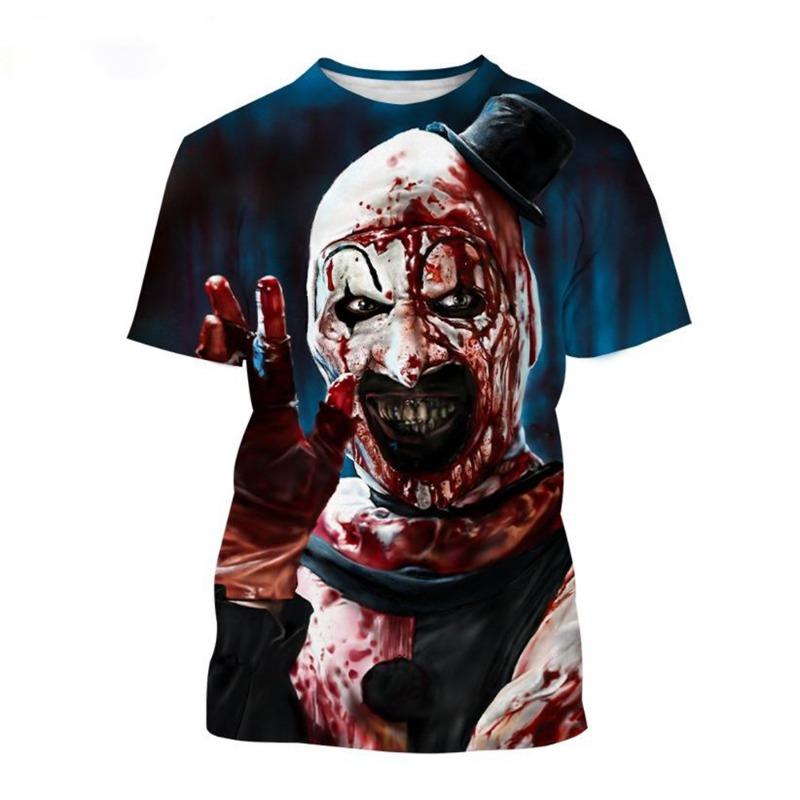 Summer hot selling fashion horror 3D printing horror clown creative personality casual T-shirt S