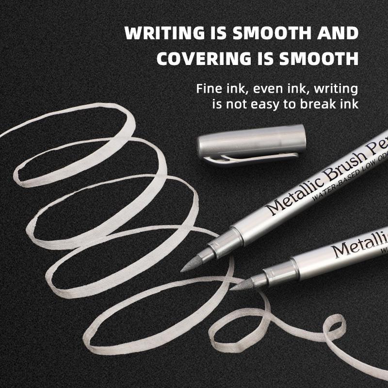 2 pezzi pennarelli metallici con pennello in argento dorato pennarelli per pittura permanente per pittura su roccia ceramica vetro fai da te forniture per pittura