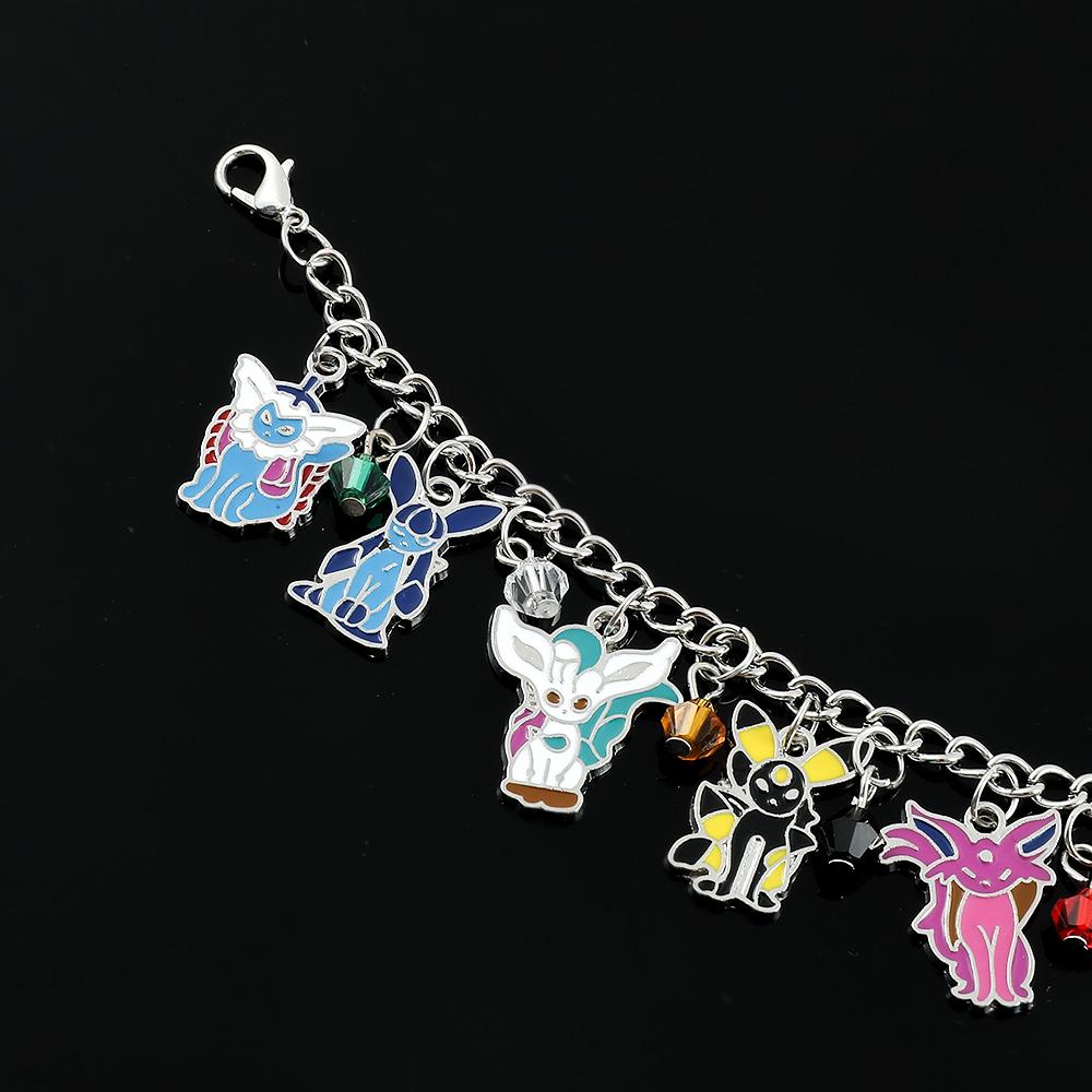 Anime Bracelet for Women, Eevee Pendant, Enamel Charm Bangle, Hand Chain, Cute Cartoon, Fashion Jewelry, Gifts for Girl