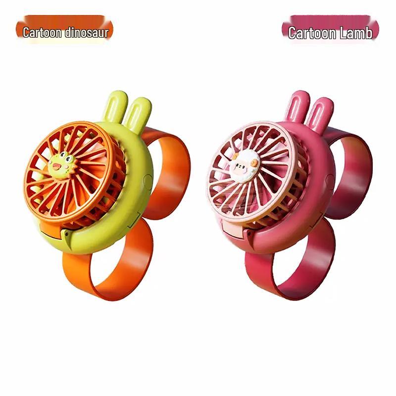 2025 Kids' Cartoon Fan Slap Bracelet: Mini Electric Fan Toy for Elementary School Girls