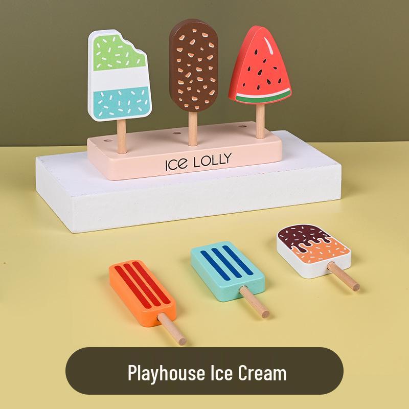 Wooden Pretend Play Ice Cream Popsicle Set for Kids 27.5*16.4*2.5CM