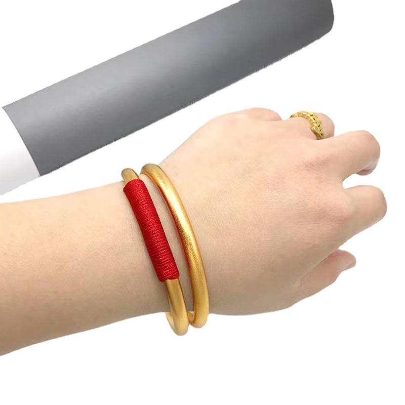 Classic Sand Gold Red Rope Bracelet - Heritage Series Bangle, Wedding Jewelry Gift Ornament