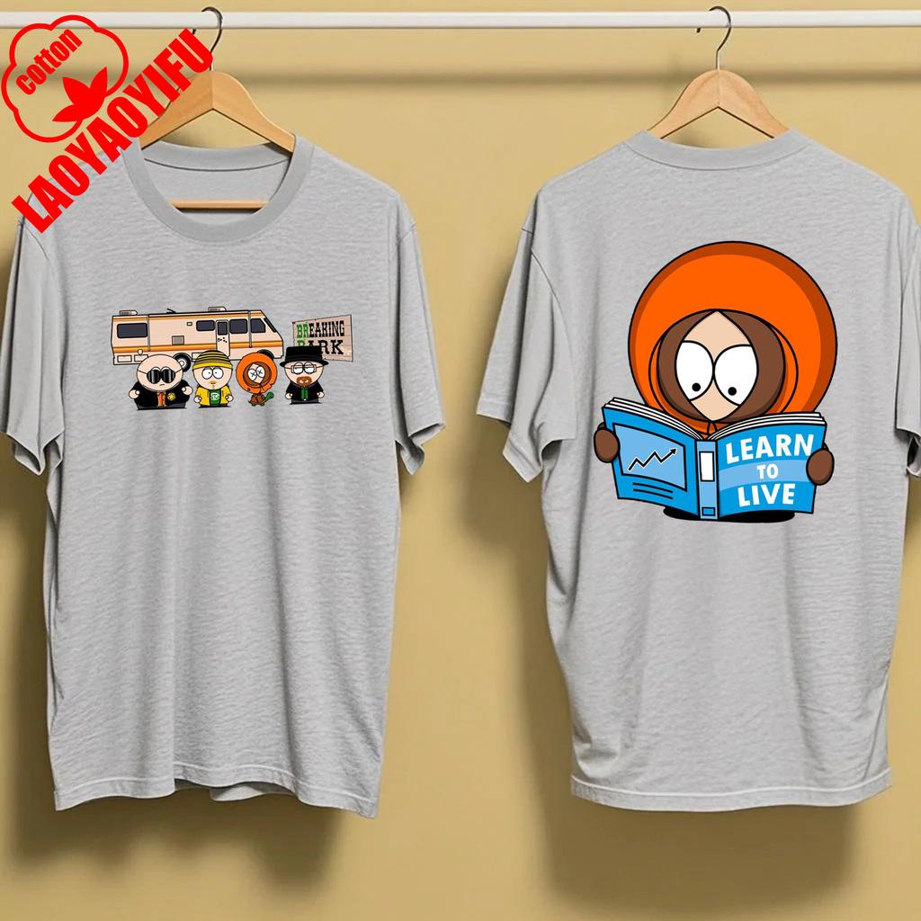 Summer Kenny McCormick South Park Double Sided Tshirt Funny Cartoon Anime Peripheral Print Crew Neck Short Sleeve Cotton TShirt