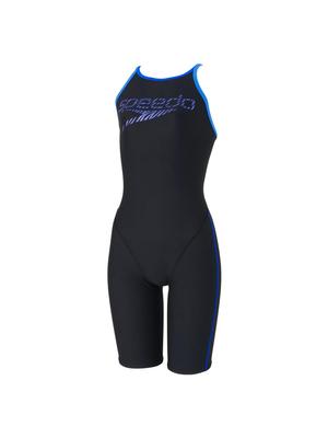 Wettkampfschwimmen Trainingsbadeanzug Zebra Stack TurnS Knielang M [Speed] Damen Schwarz/Blau