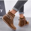 Women's Boots Short Boots Autumn and Winter New Large Size Rivet Flat Bottom Fringed Boots Children