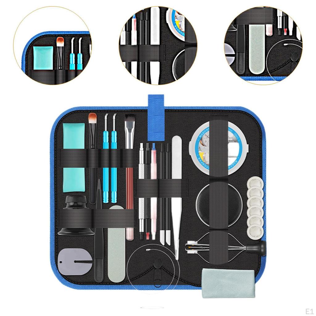 Kit de reparo de relógio com estojo de transporte, pano de limpeza, suprimentos portáteis de reparo