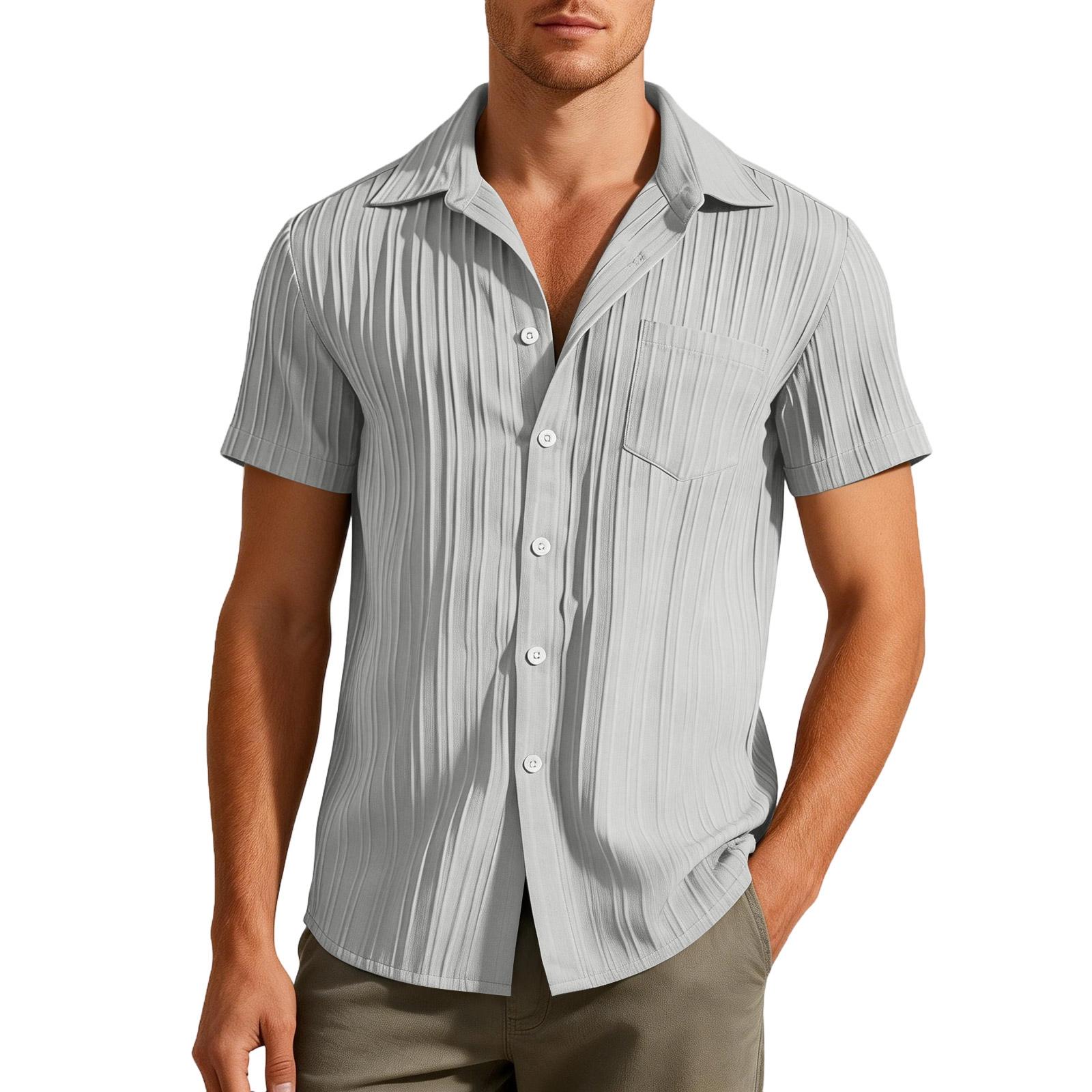 

Men s Summer Shirt With A Collar, Color, Short Sleeves, And Buttons The Front. M