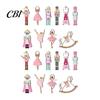Pink Nutcracker Pendants 10/20/30Pcs Wooden Christmas Ornaments, Watercolor Hanging Decor with Girl Gift Ideas Ballerina, Horse & Mouse King Designs,
