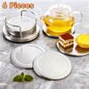 6 Pieces Round Heat Insulation Mat Non-slip Cup Mat Durable Stainless Steel Coaster  Gift