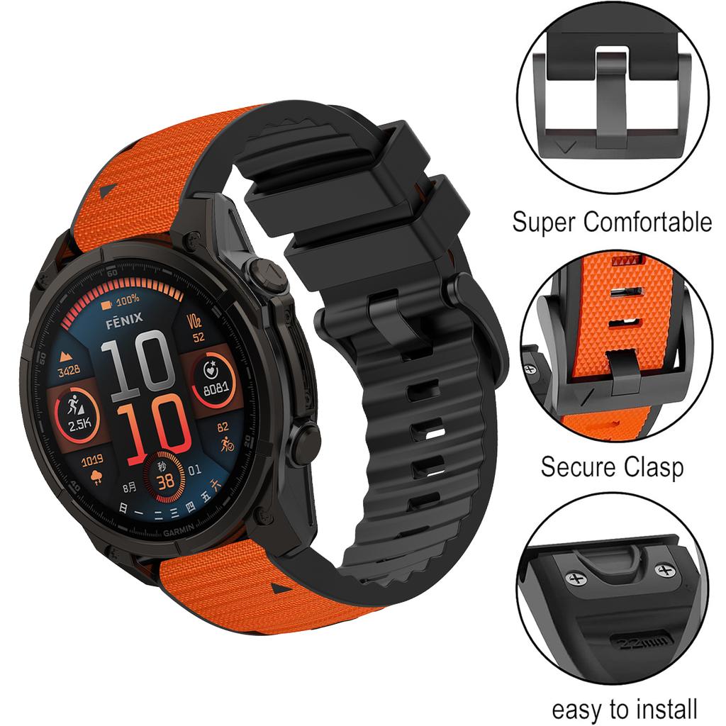 Silikon+Nylon Armband für Garmin Uhr Fenix 8 51/47mm 7/6 7x 6x Band für Forerunner 955 965 für Quatix Smartwatch Sportarmband