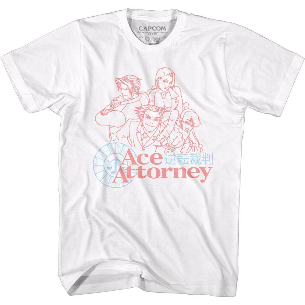 Ace Attorney Faded Red Blue Short Sleeve Adult T-shirt S