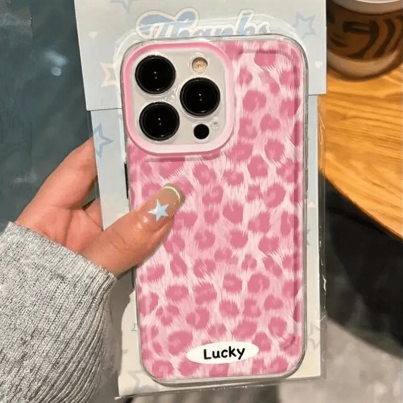 Pink Leopard Print Pattern Phone Case For iPhone 16 15 14 13 12 11 Pro Max Mini XS X XR 7 8 Plus 16e Transparent Soft Cover