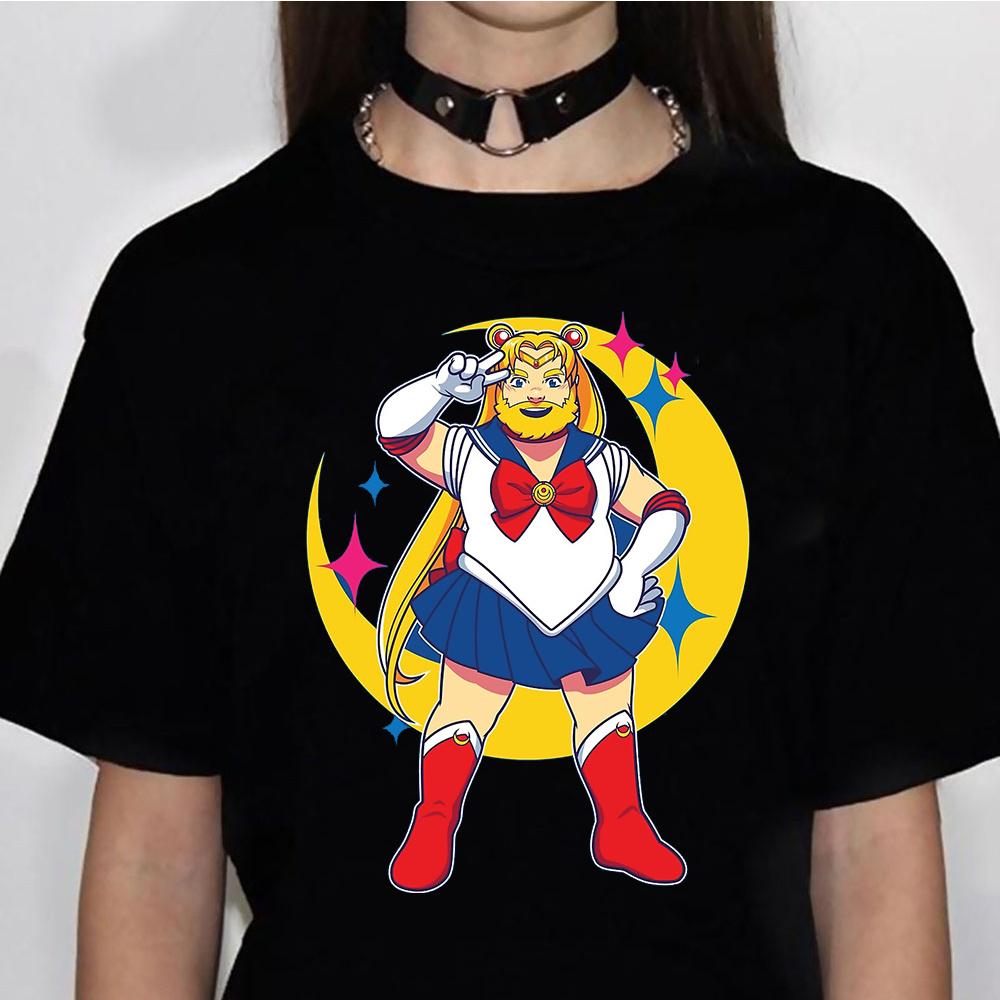 80s Moon Cat t shirt Women comic Japanese harajuku tshirts feUnisex 2000s anime funny clothes