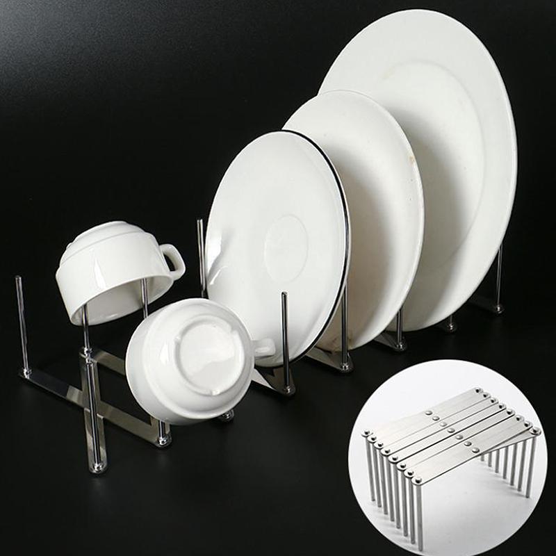 1Pcs Pot Lid Rack Pan Lid Organizer Retractable Foldable Stainless Steel Plate Dish Holder Shelf Tableware Storage Kitchen