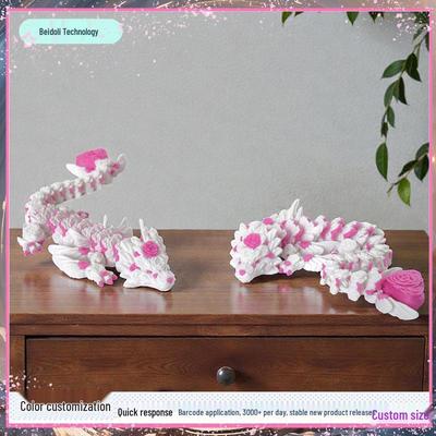 Dragon Rose Coeur 3D - Modèle de Figurine Articulée Mobile Ornement pour Enfants