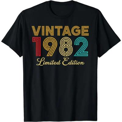 Vintage Born 1982 Retro Birthday Gifts for Men's Graphic T-Shirts Birthday Gifts for Men Women Summer Streetwear TShirt