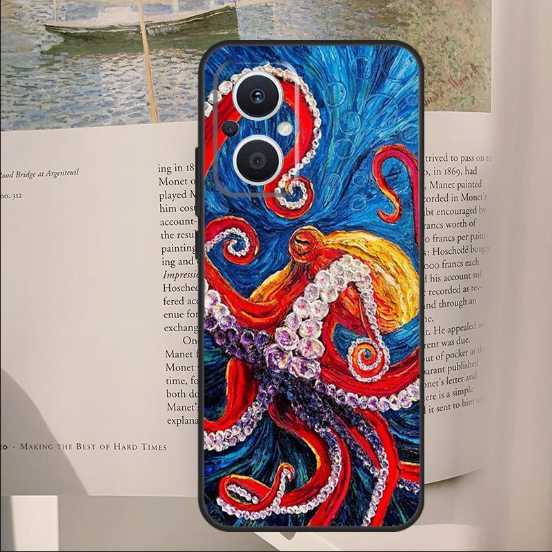 Octopus Walking Cover For OPPO Reno 11F 12F 13F 14F 10 11 12 13 14 Pro 7 8 Lite OPPO Find X6 X8 X9 Pro Case