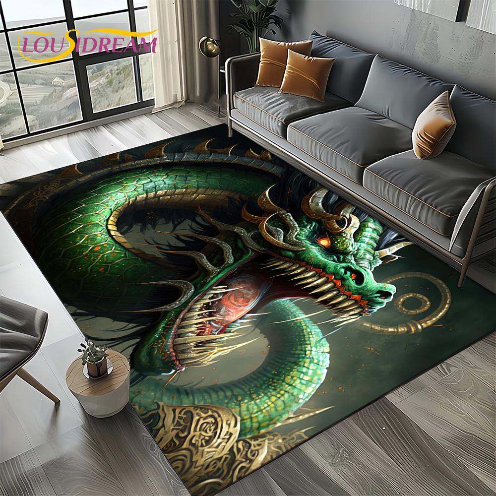 Chinese Style Dreamy Dragon Cartoon Carpet Rug for Living Room Bedroom Home Sofa Decoration,Kid Area Rug Non-slip Floor Mat