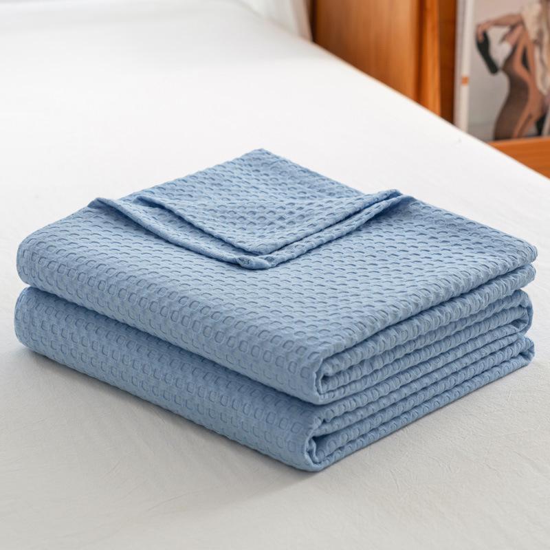 Klasse A 100% Katoen Wafelstructuur Zomerdeken, Enkellaags Koel Plaid, Effen Kleur
