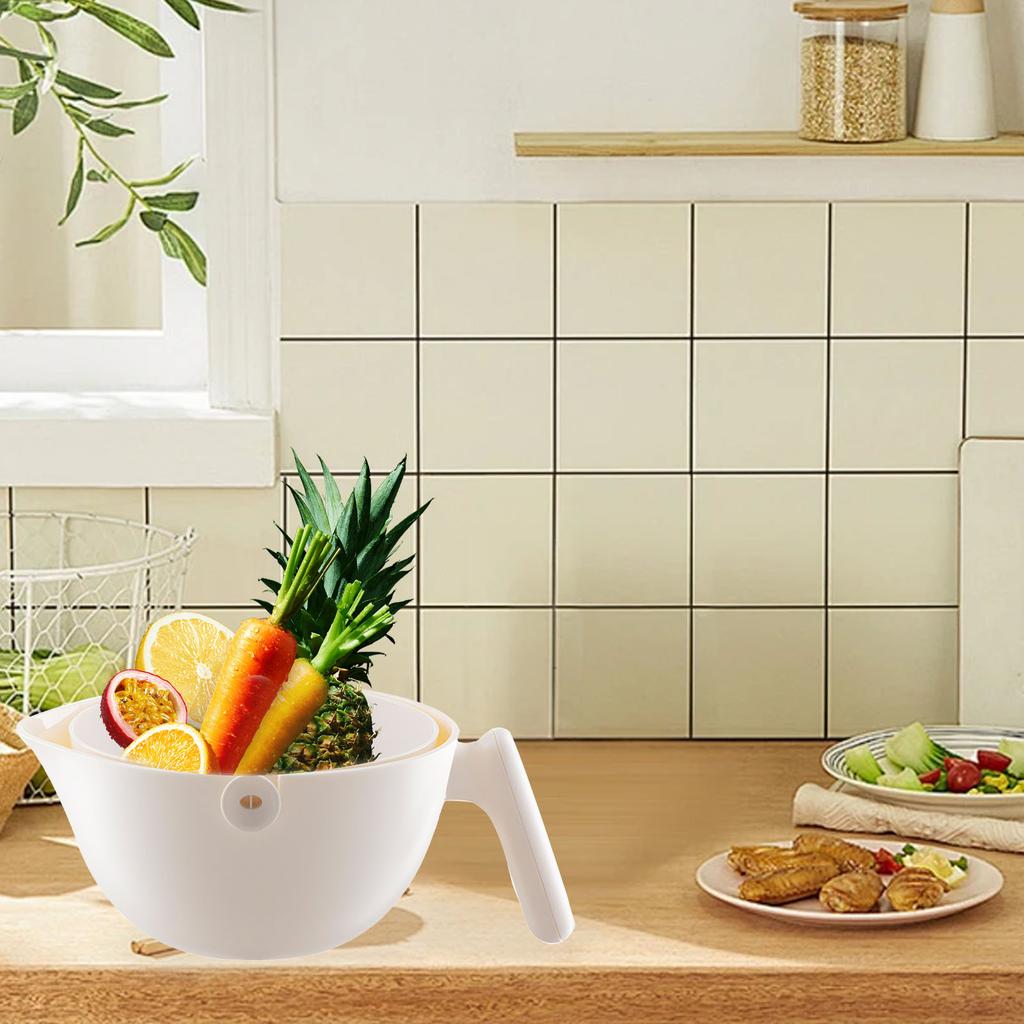 Double Layer Vegetable Washing Basket Plastic Multipurpose Fruit Draining Basket for Kitchen