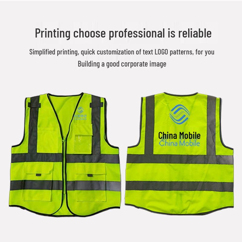Reflective Multi-Pocket Safety Vest with Logo Option - Fluorescent Construction Gear