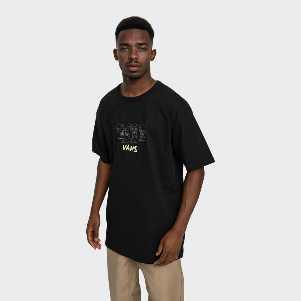 Vans X Daniel Johnston Collaboration SS22 Fun Graphic Print Round Neck Cool Black Functional Short Sleeve T-Shirt Unisex Tops VN0A7SOLBLK1