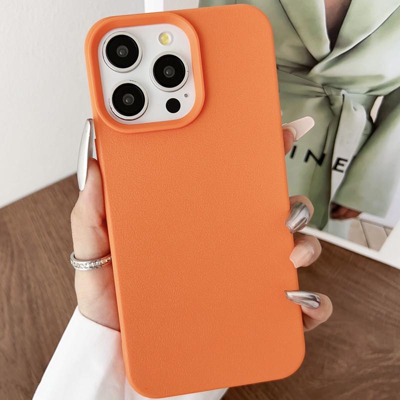 Leather Texture Phone Case for iPhone 11-16: Simple, Solid Color, Silicone iPhone 16 Plus
