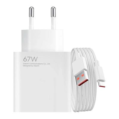 מטען קיר Xiaomi 67W 62A עם יציאת USBA וכבל USBC, לבן