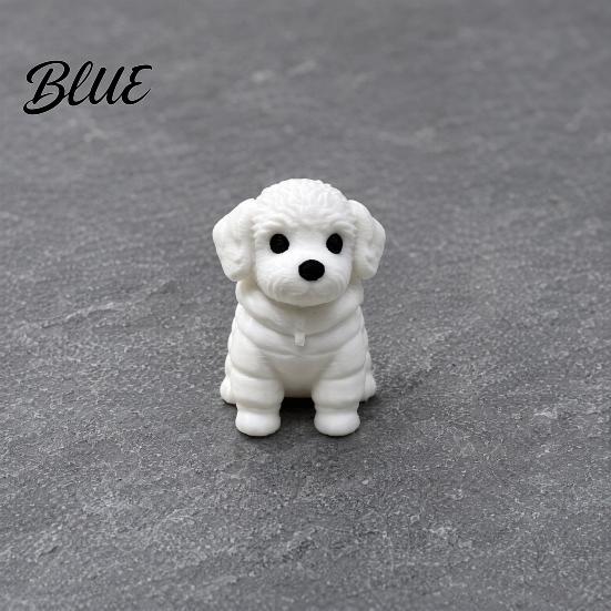 Modern Dog Ornament 3D Printed Sitting Figurine, Mini White Statue for Desk Plastic Puppy Decoration Decor, Animal Shape Home Office Bookshelf