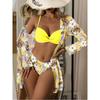 2025 Fashionable European & American Three-Piece Bikini Swimwear Mesh Design