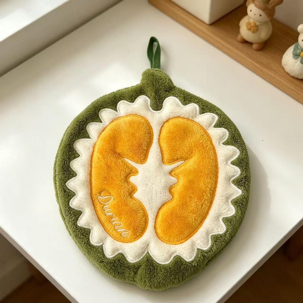 Customized Cartoon Fruit Hand Towel with Embroidered Logo - Soft and Absorbent Coral Fleece.