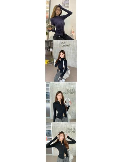 Petite Women's Double-Zip Waist-Cinched Cardigan with Stand-Up Collar - Spring/Autumn Long-Sleeve Top 2025