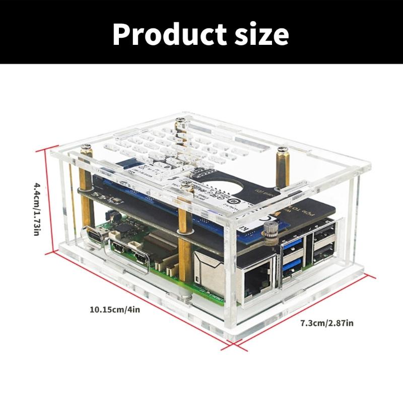 Transparently Acrylic Case For RPi 5 Case Featuring Precise Openings for Connectors and Active Cooling Port Support