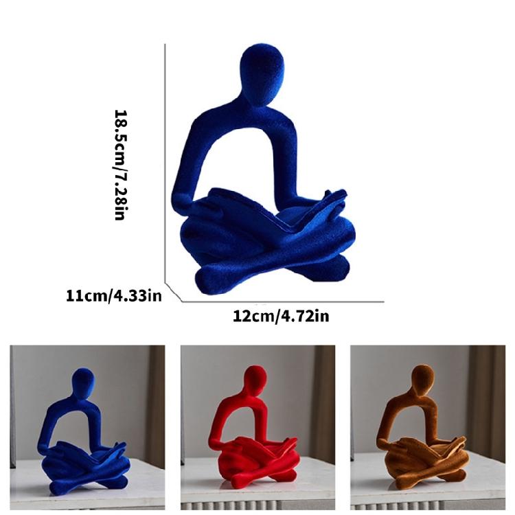 Abstrakcyjna Flokowana Statuetka Myśliciela Żywice Rzeźba Artystyczna do Nowoczesnej Dekoracji Domu na Półce lub Biurku