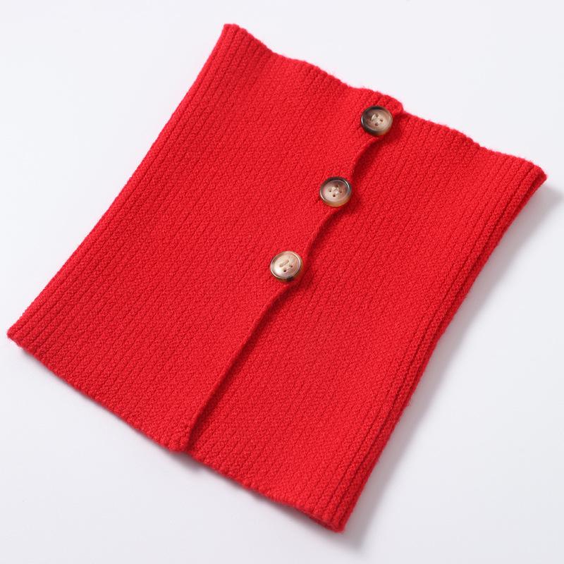 Unisex Wool Knit Neck Warmer: Autumn/Winter Buttoned Scarf Collar