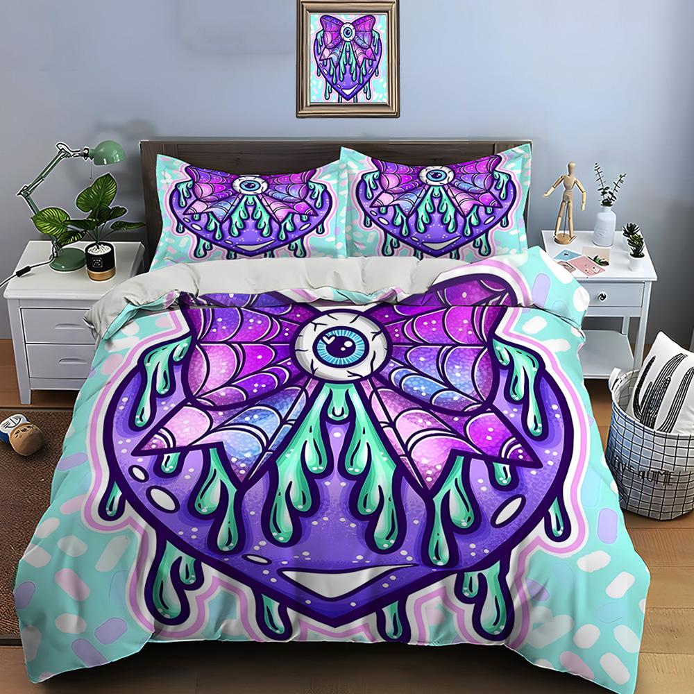 3PC Gothic Love Art Print Bedding Set Duvet Cover 1 Duvet Cover 2 Pillowcases Adult and Children Bedding Set Luxury Gifts