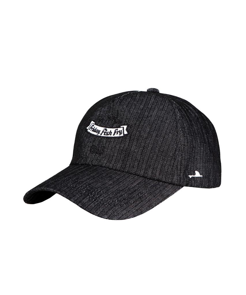 Akau Oversized Denim Herringbone 5-Panel Ball Cap (Charcoal)