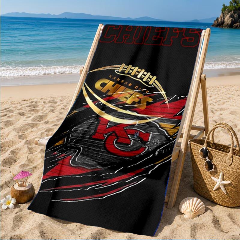Kansas Chiefs Logo Beach Towel, Quick-drying, Easy to Care for, Suitable for Both Fitness and Beach Vacations,Sports Essential