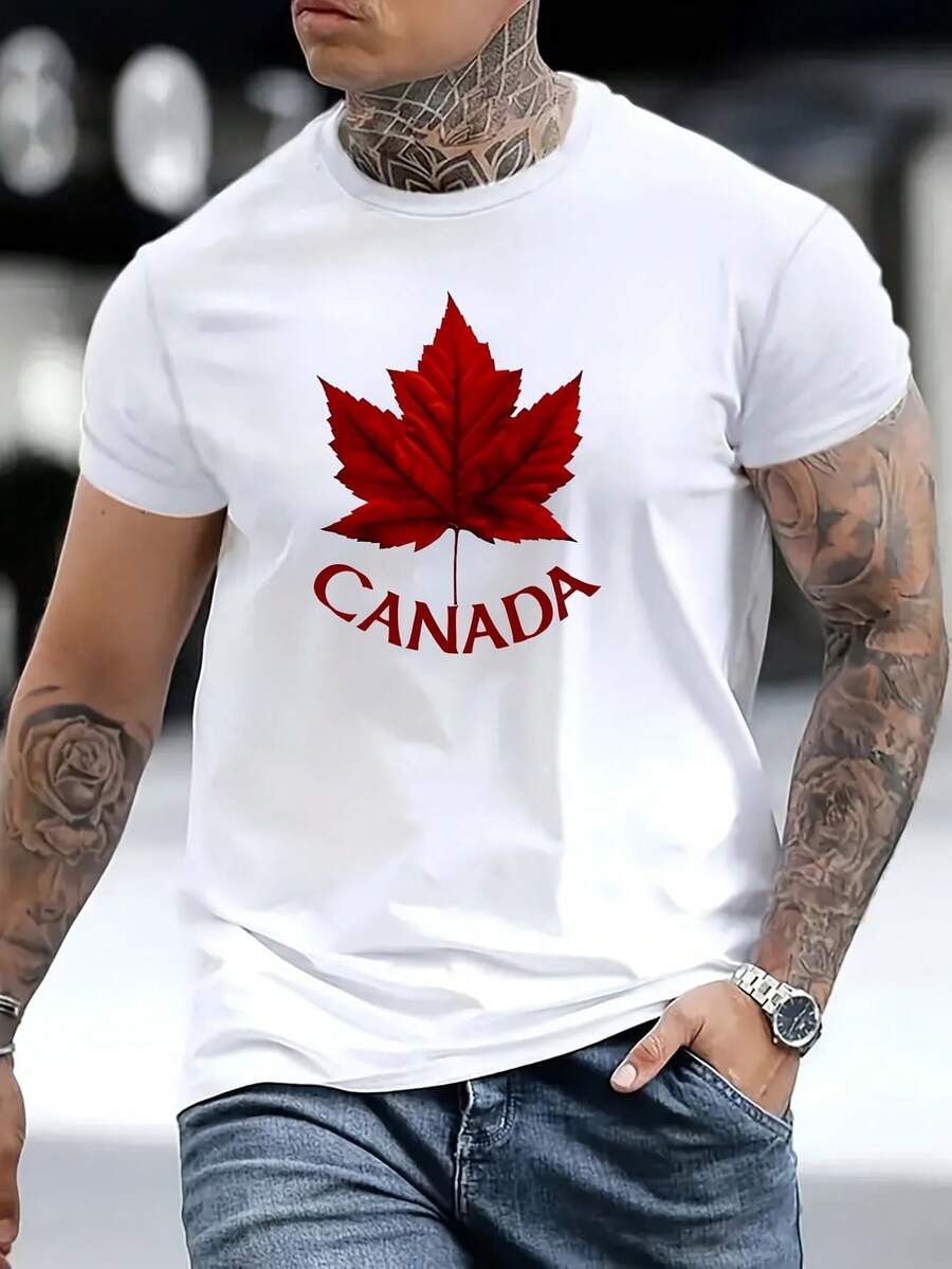 Unisex S Light Blue Canada Maple Leaf Print T-Shirt S
