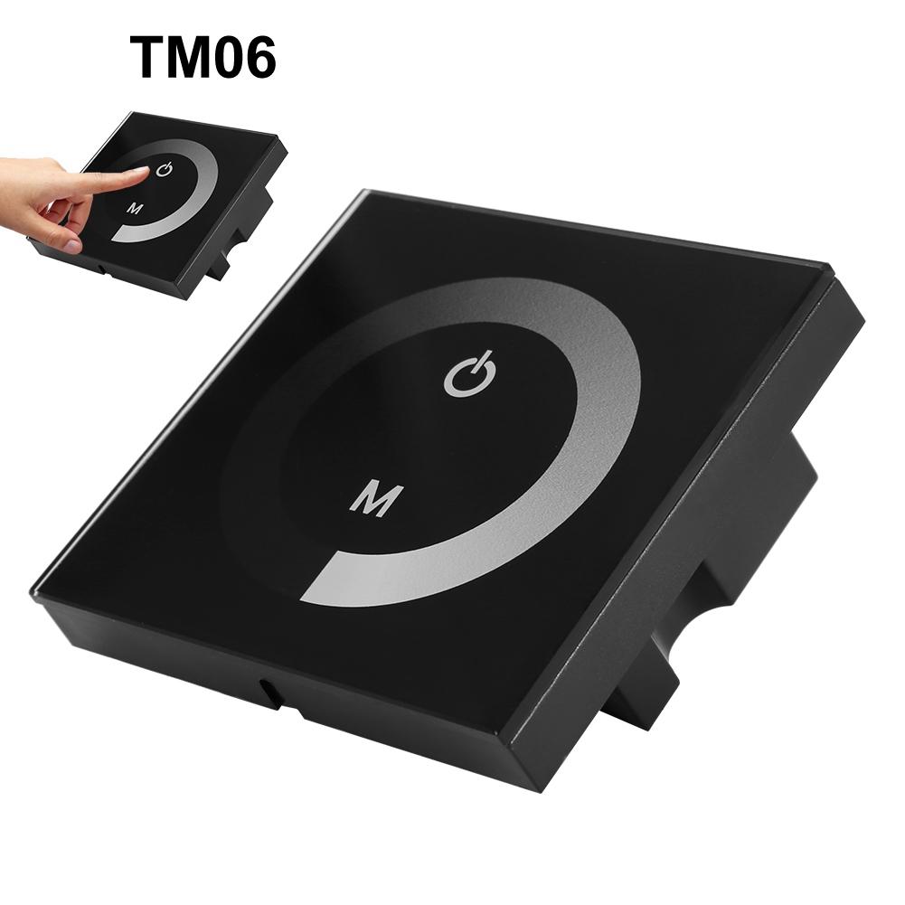 Wall Mounted Single Color LED Touch Panel Controller Dimmer Switch for LED Strip Light Black