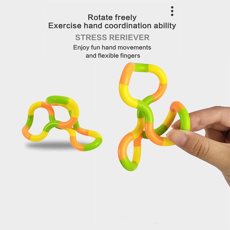 Tangle Fidget Toy Colorful Silent Smooth Non-Toxic Twistable Stress Relief Sensory Tool For Adhd  Focus Training Adults