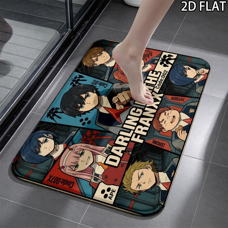 Franxx Collage 3Pcs Flannel Toilet Mat Set Bathroom Rug Bath Carpet Non Slip Home Decor Toilet 3 Pcs Bathroom Textile Set