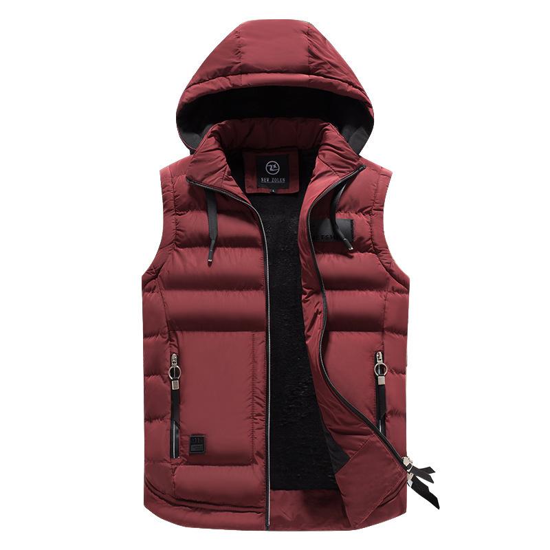 Men's Autumn/Winter Fashion Vest with Detachable Hood - Casual Cotton