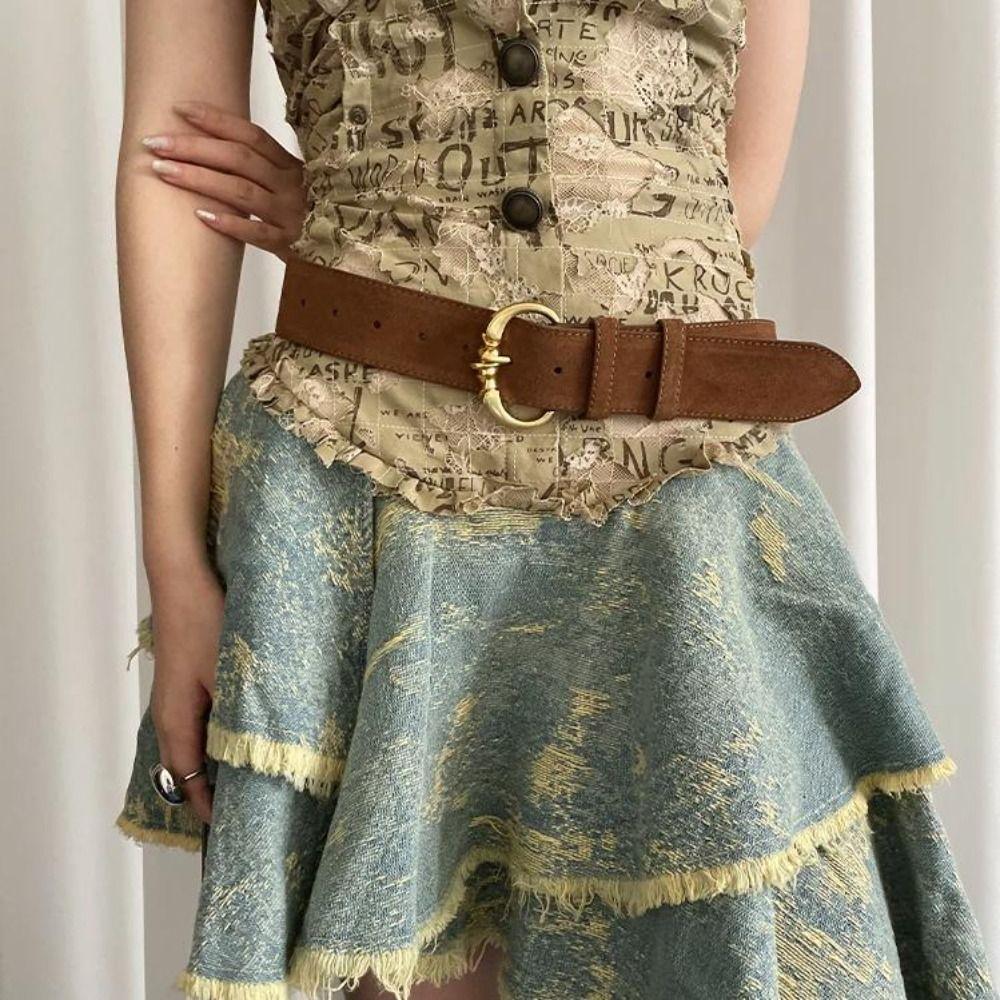 Y2k Women's Belt Heavy-Duty Dress Jeans Belt American Wide Waist Belt Streetwear