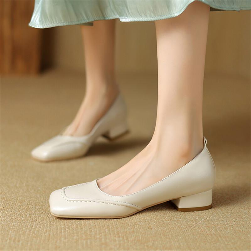 Fashion New Summer Autumn Women Shoes Casual Shoes for Women Square Toe Low Heels Ladies Shoes Zapatos Mujer Large Size Women Pumps