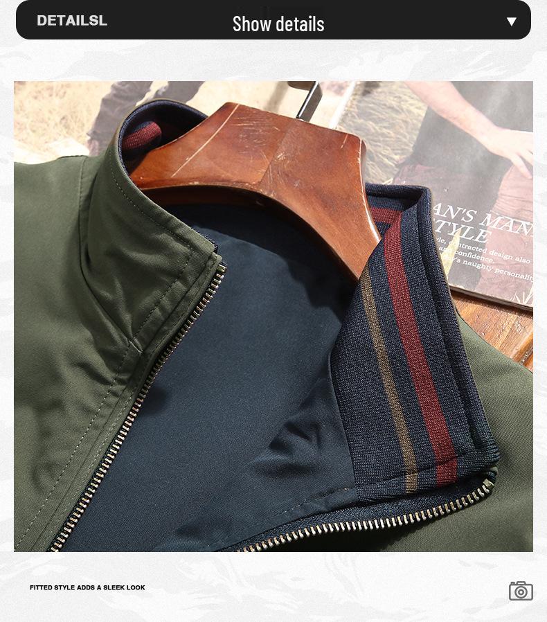 Men's Double-Sided Stand-Up Collar Jacket - Spring/Autumn Trendy Casual Wear