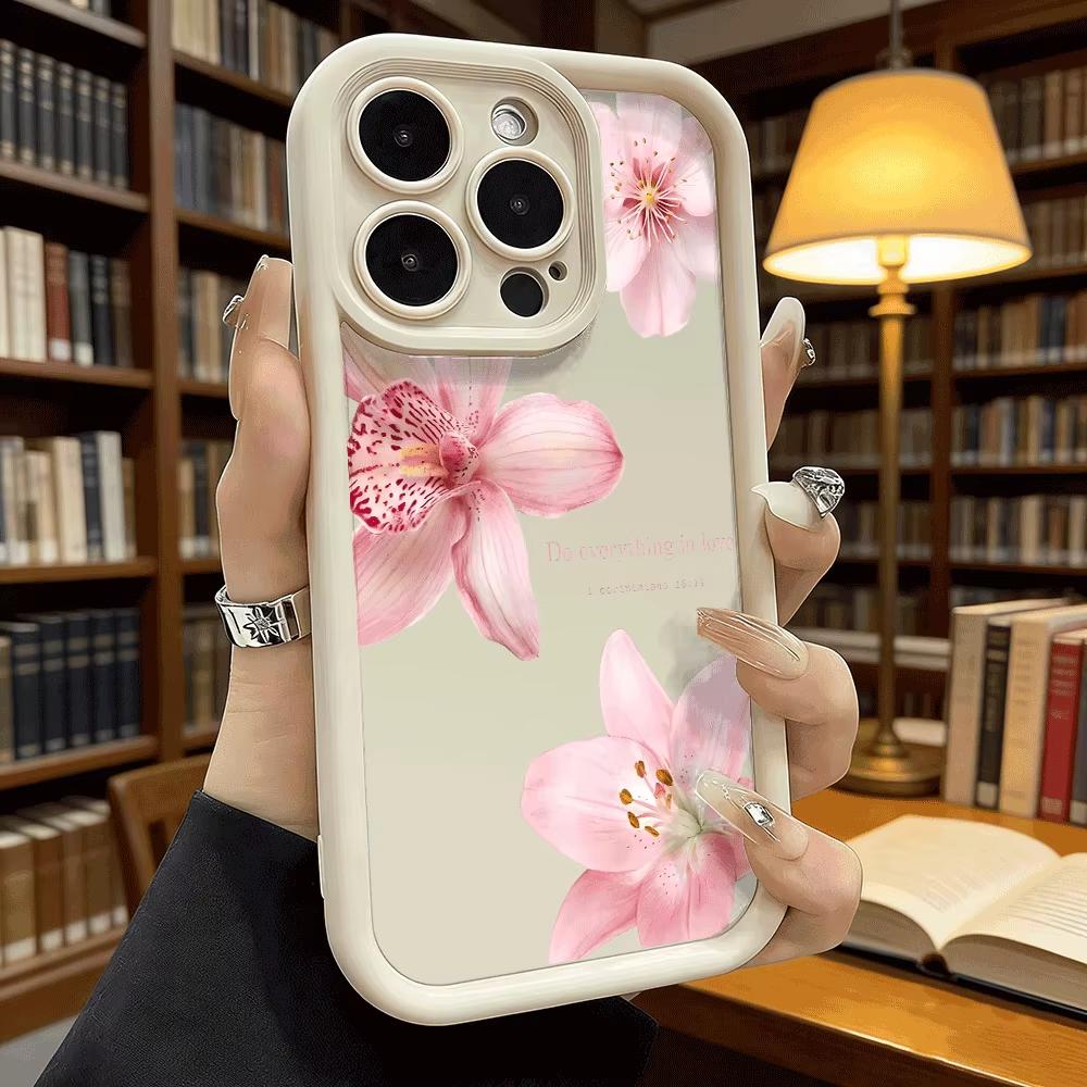 Phone Case For iPhone 17 16 15 14 Plus 13 12 11 Pro Max XS XR X 17 Air 16E INS Flowers Pattern Silicone Shockproof Cover