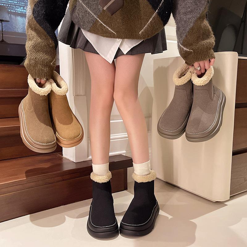 thick-soled autumn and winter velvet snow boots women's shoes new warm snow cotton shoes fluffy shoes short boots